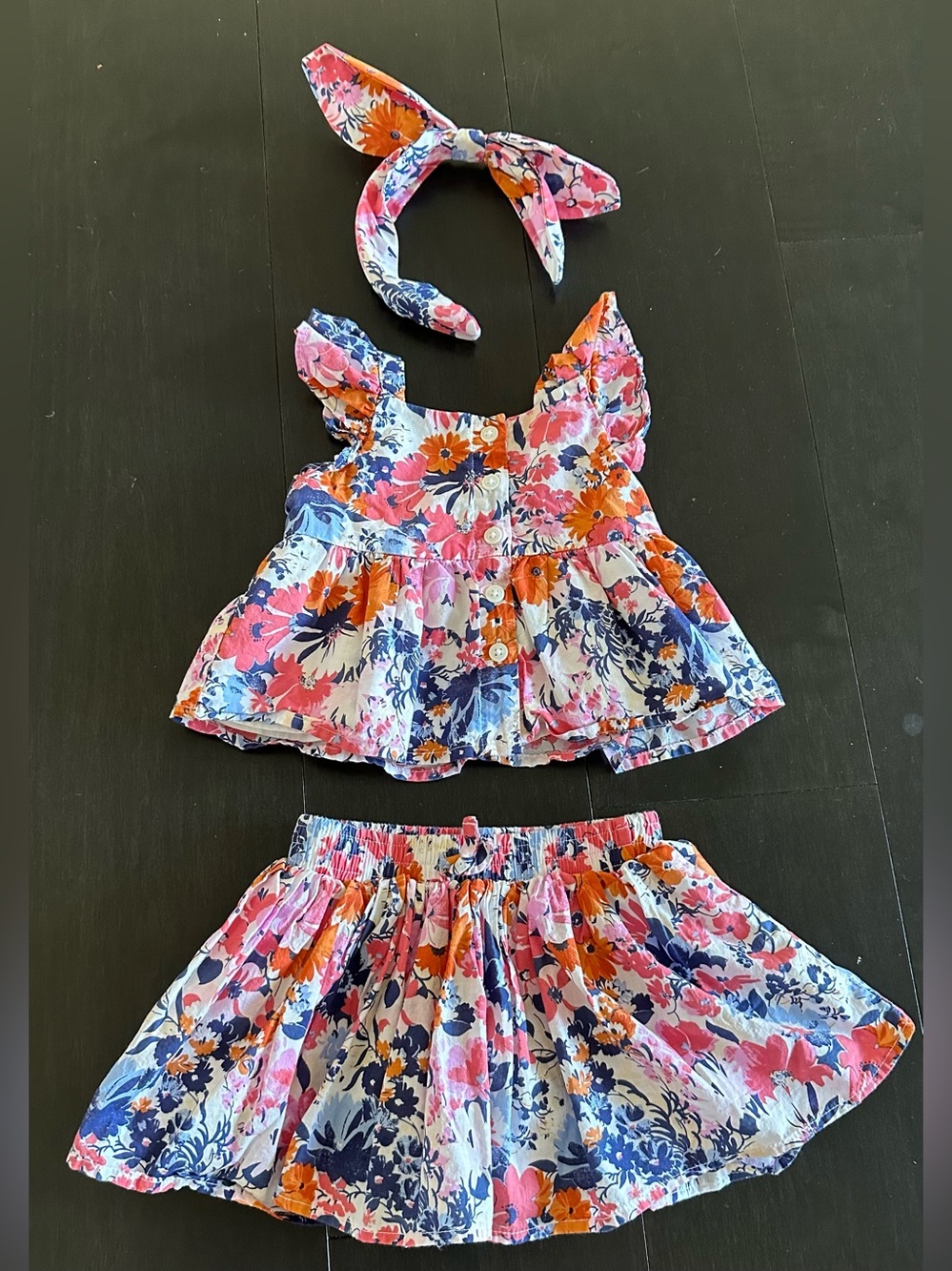 Janie and Jack Floral Summer set with Headband